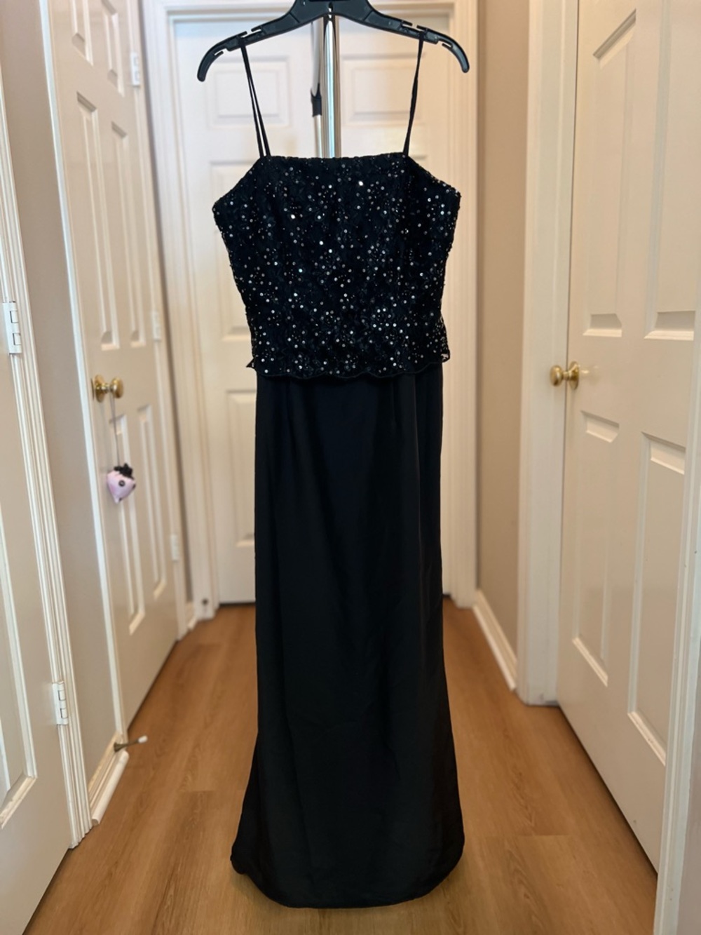 Strapless Black Beaded Evening Dress (Prom, Graduation, Wedding Guest)